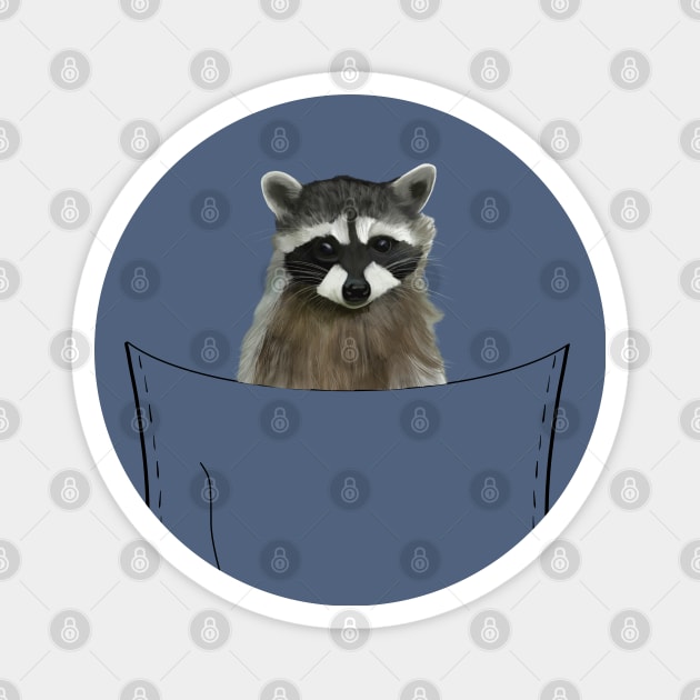 Peeking Pocket Pet - Raccoon Magnet by Suneldesigns